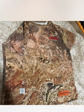 Heron Preston Brown Marble-Print Short Sleeve Tee